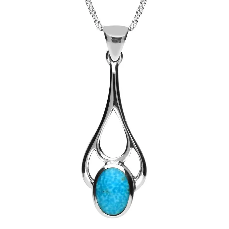 Sterling Silver Turquoise Oval Spoon Necklace sold by Jura Watches