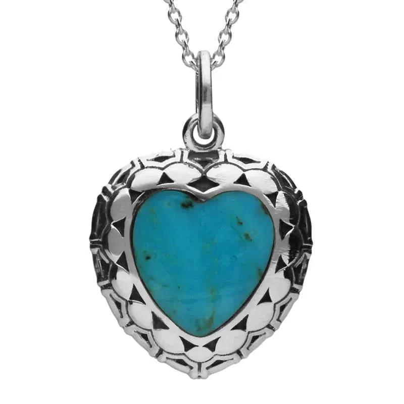 Sterling Silver and Turquoise Oxidised Heart Necklace sold by Jura Watches