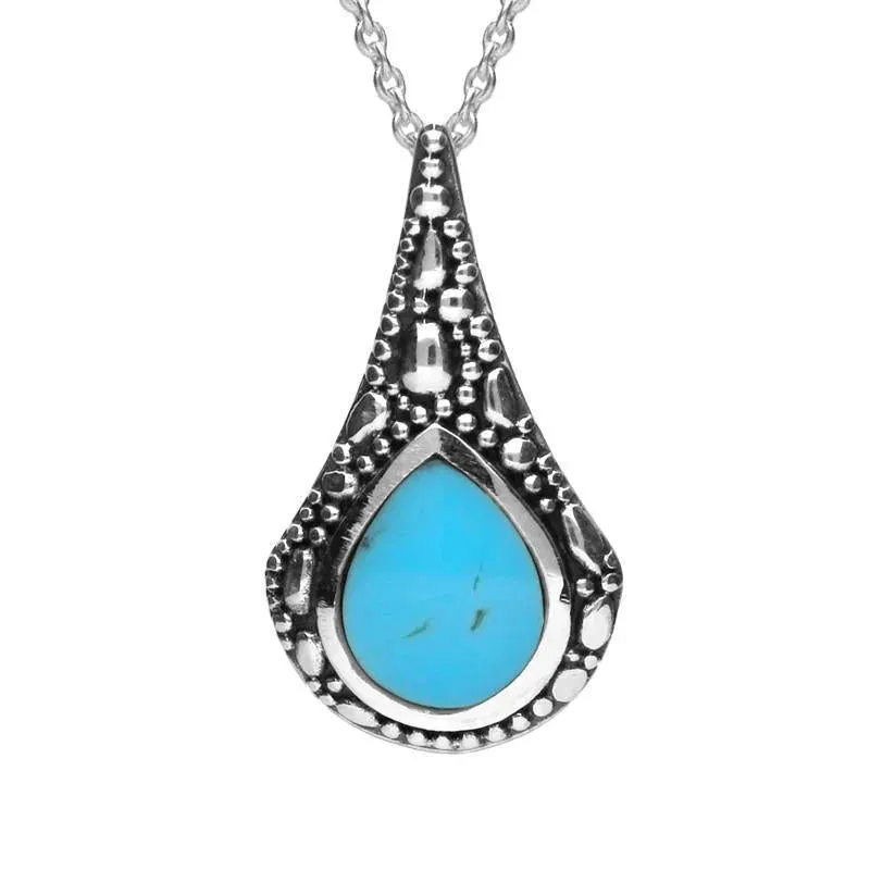 Sterling Silver Turquoise Oxidised Teardrop Necklace sold by Jura Watches