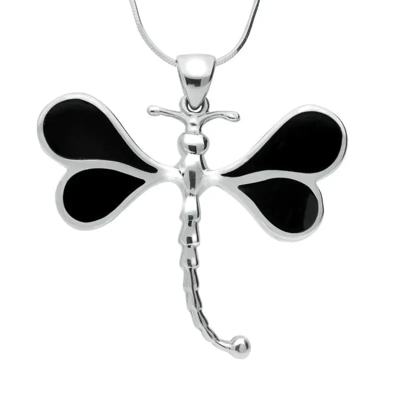 Sterling Silver Whitby Jet Four Stone Dragonfly Necklace D sold by Jura Watches
