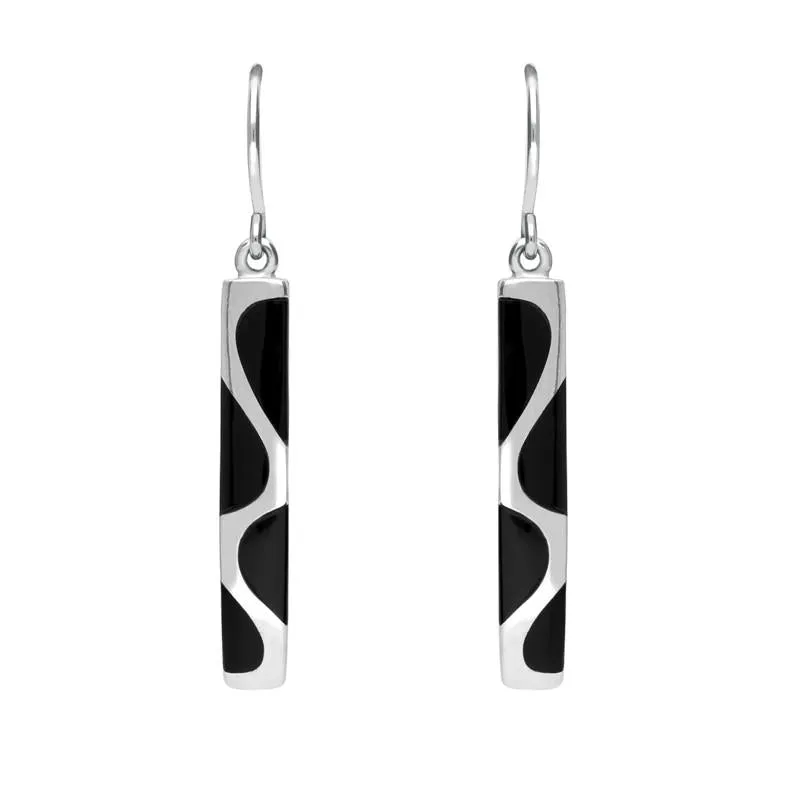 Sterling Silver Whitby Jet Slim Four Stone Drop Earrings sold by Jura Watches