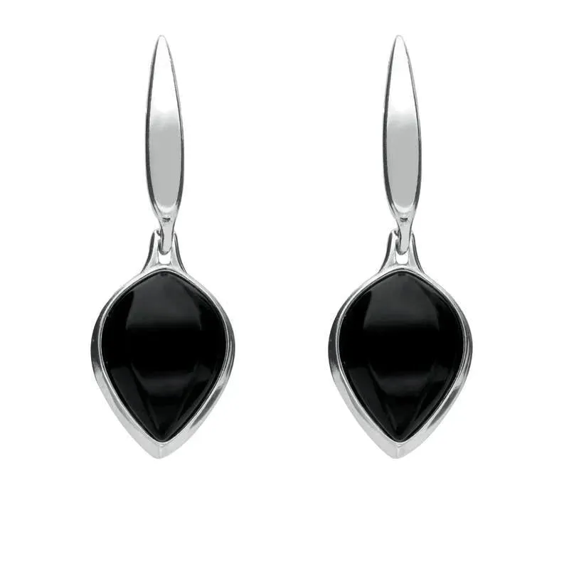 Sterling Silver Whitby Jet Tear Drop Earrings sold by Jura Watches