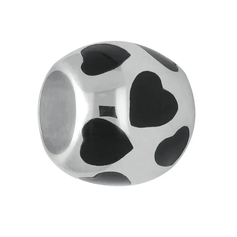 Sterling Silver Whitby Jet Barrel Hearts Charm sold by Jura Watches product image thumbnail 2
