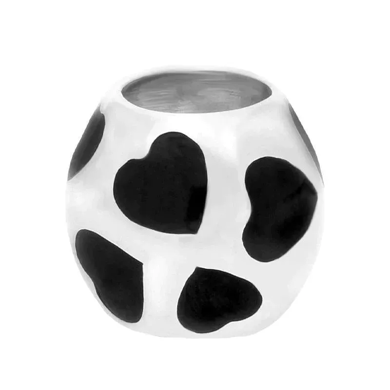 Sterling Silver Whitby Jet Barrel Hearts Charm sold by Jura Watches