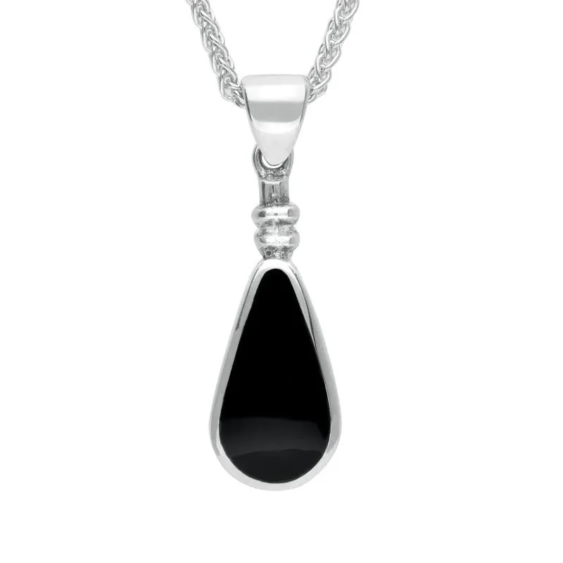 Sterling Silver Whitby Jet Bottle Top Pear Necklace sold by Jura Watches