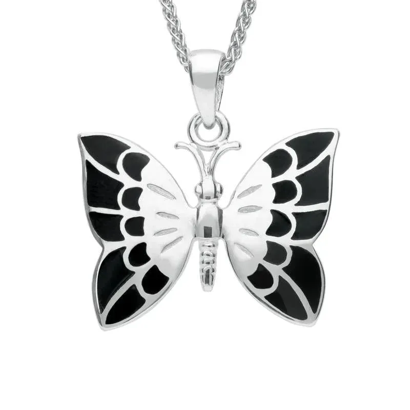 Sterling Silver Whitby Jet Butterfly Necklace sold by Jura Watches