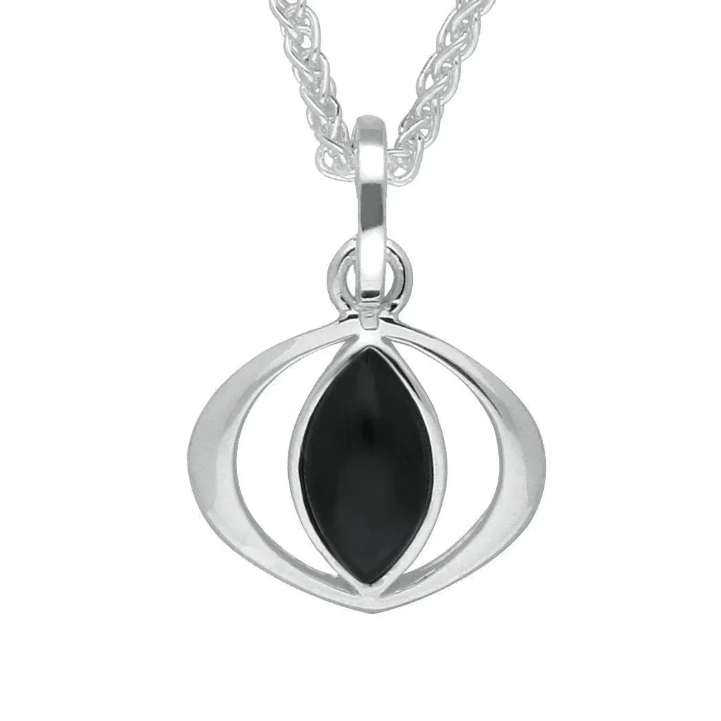 Sterling Silver Whitby Jet Cat Eye Necklace sold by Jura Watches