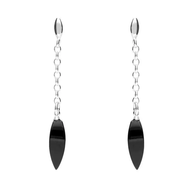 Sterling Silver Whitby Jet Chain Drop Earrings sold by Jura Watches