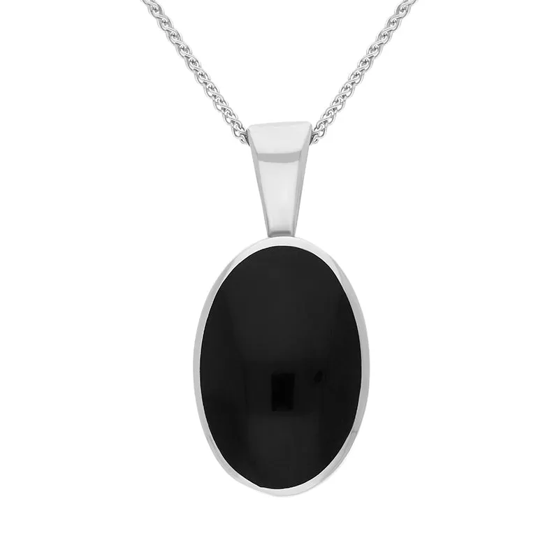 Sterling Silver Whitby Jet Oval Necklace sold by Jura Watches
