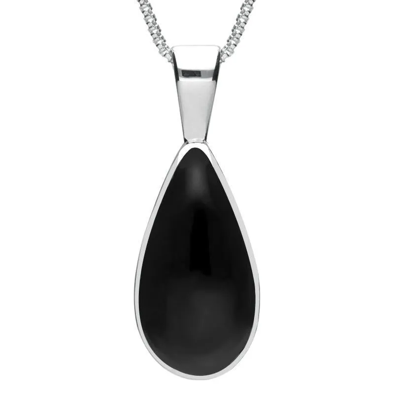 Sterling Silver Whitby Jet Classic Teardrop Necklace sold by Jura Watches