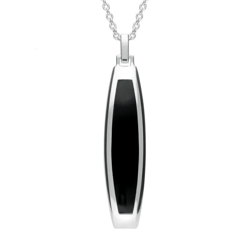 Sterling Silver Whitby Jet Curved Oblong Necklace sold by Jura Watches