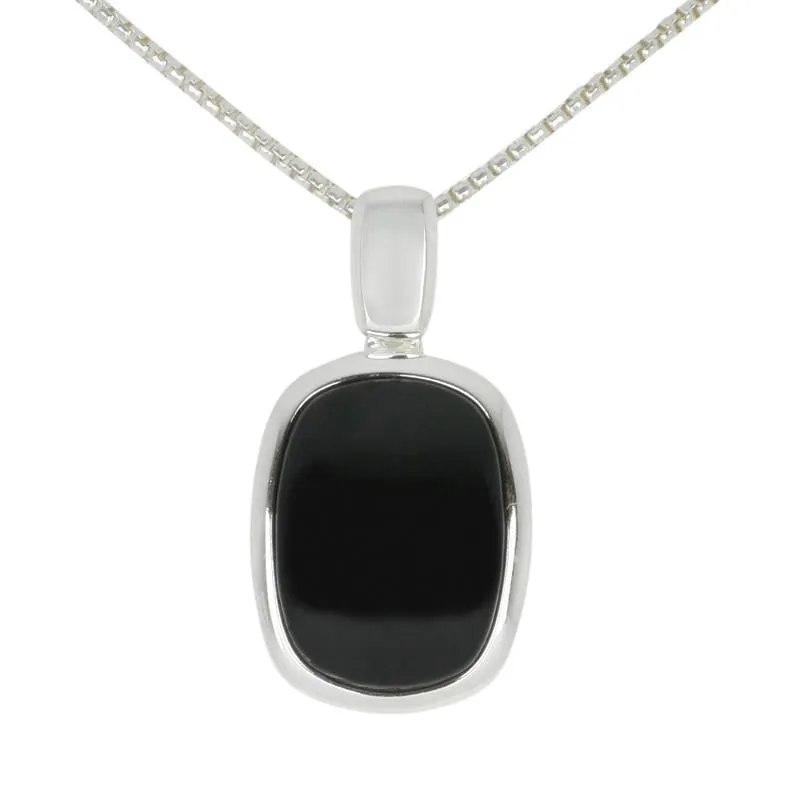 Sterling Silver Whitby Jet Curved Oblong Necklace sold by Jura Watches