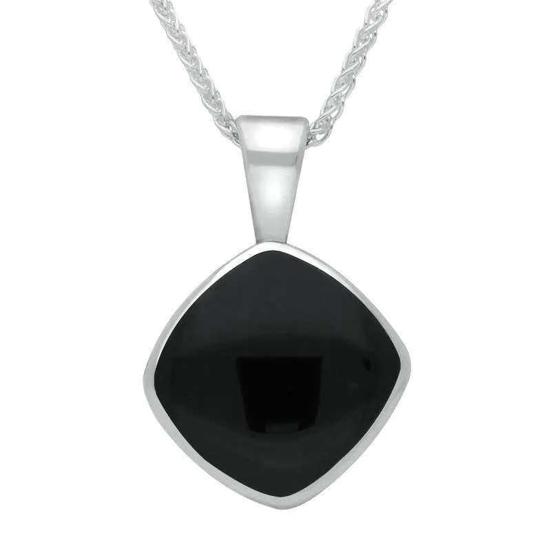 Sterling Silver Whitby Jet Cushion Shaped Necklace sold by Jura Watches