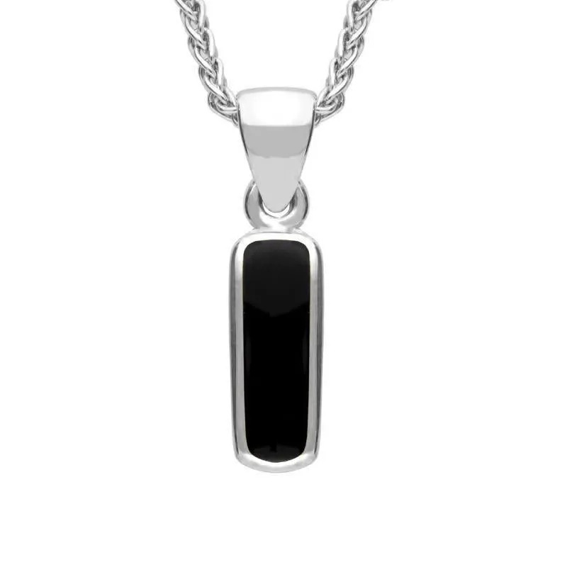 Sterling Silver Whitby Jet Dinky Oblong Necklace sold by Jura Watches