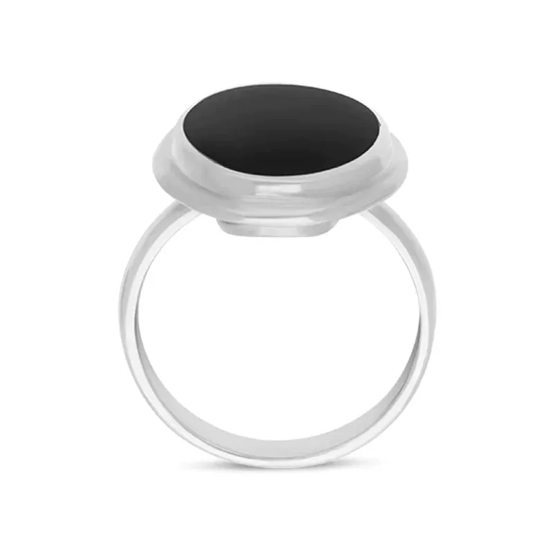 Sterling Silver Whitby Jet Domed Oval Ring sold by Jura Watches product image thumbnail 3