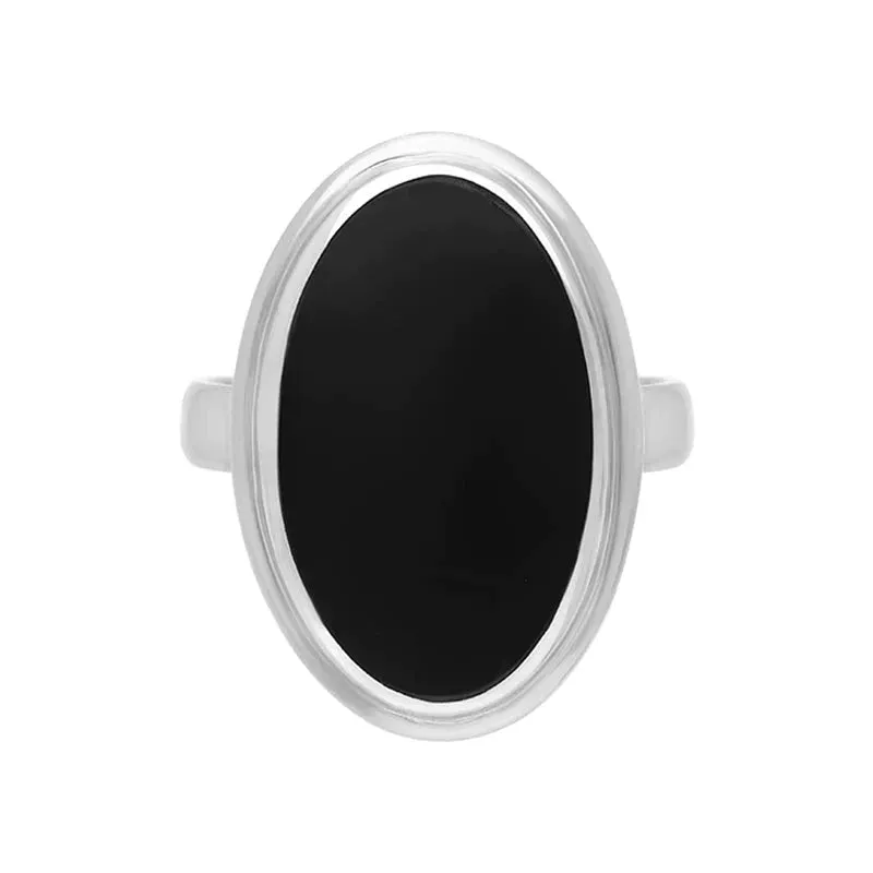 Sterling Silver Whitby Jet Domed Oval Ring sold by Jura Watches product image thumbnail 2