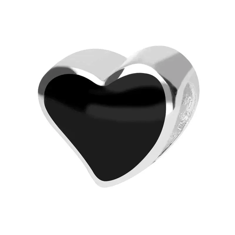 Sterling Silver Whitby Jet Double Sided Heart Charm sold by Jura Watches