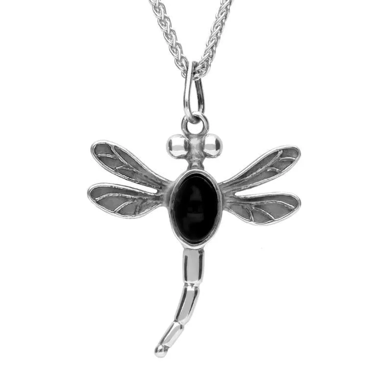 Sterling Silver Whitby Jet Dragonfly Necklace sold by Jura Watches