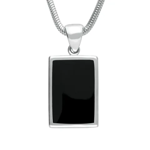 Sterling Silver Whitby Jet Oblong Necklace sold by Jura Watches