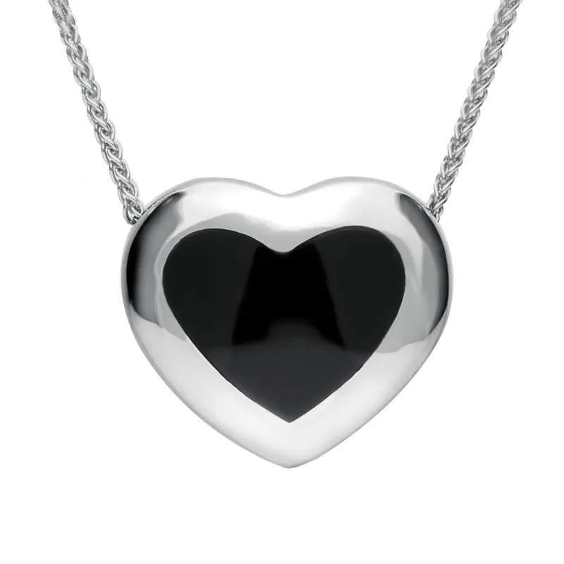 Sterling Silver Whitby Jet Framed Heart Necklace sold by Jura Watches