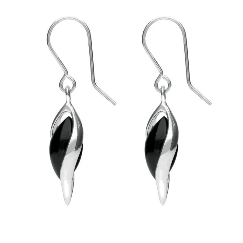 Sterling Silver Whitby Jet Graduated Twist Drop Earrings sold by Jura Watches product image thumbnail 2