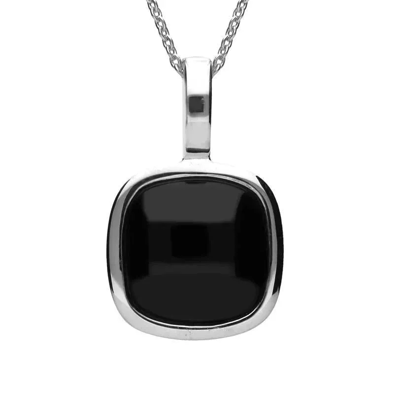 Sterling Silver Whitby Jet Large Cushion Necklace sold by Jura Watches