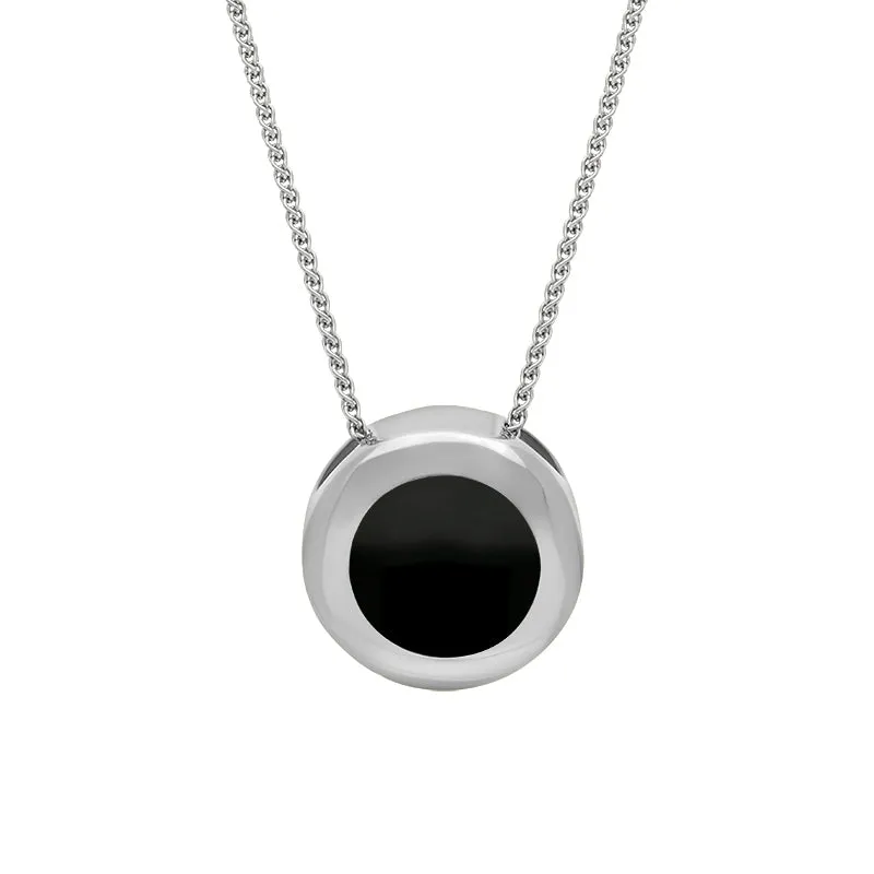 Sterling Silver Whitby Jet Framed Round Necklace sold by Jura Watches