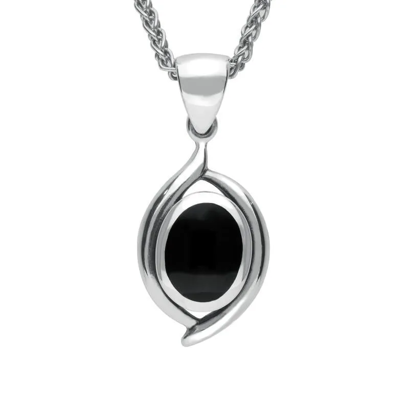Sterling Silver Whitby Jet Heritage Oval Necklace sold by Jura Watches
