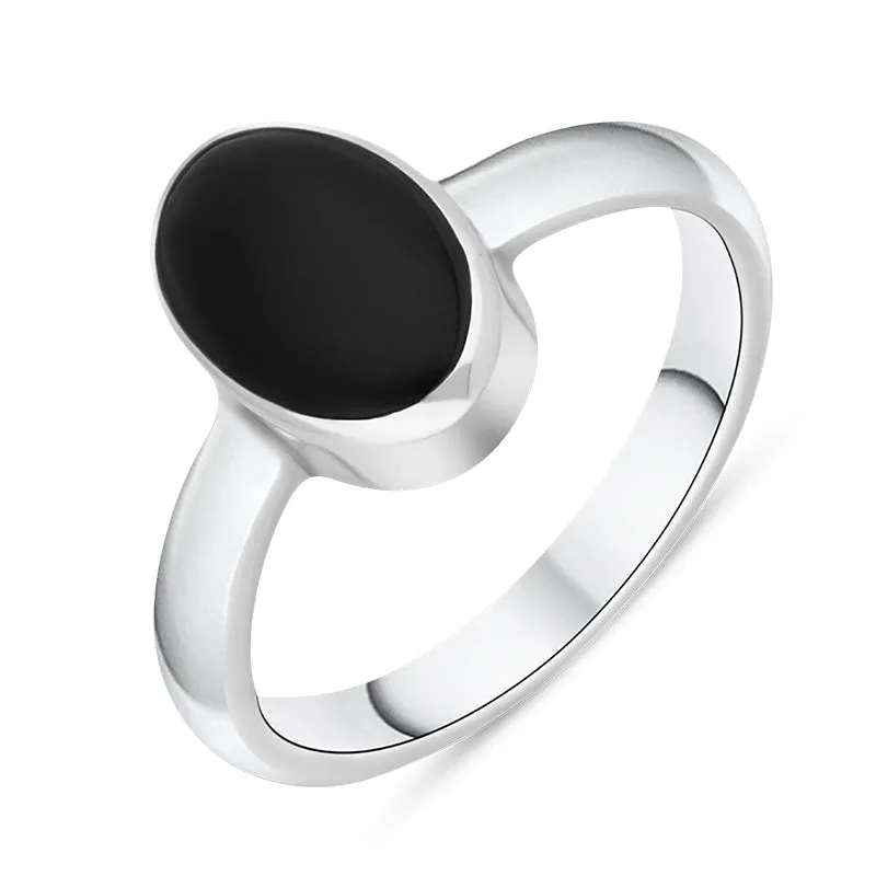 Sterling Silver Whitby Jet Heritage Oval Shaped Ring sold by Jura Watches