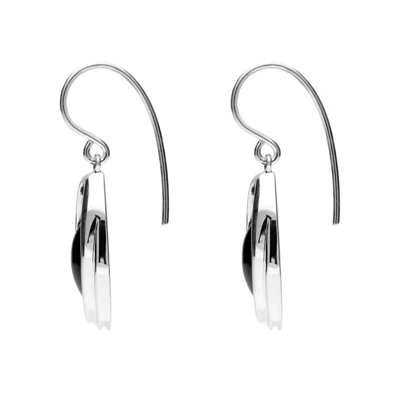 Sterling Silver Whitby Jet Oval Stone Enclosed Drop Earrings sold by Jura Watches product image thumbnail 2