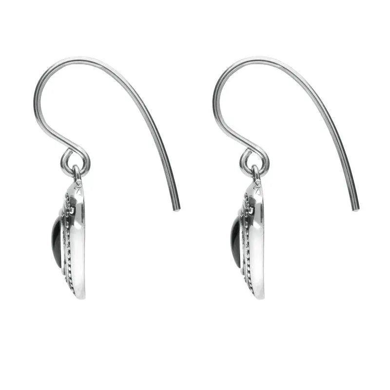 Sterling Silver Whitby Jet Oxidised Shield Drop Earrings sold by Jura Watches product image thumbnail 2