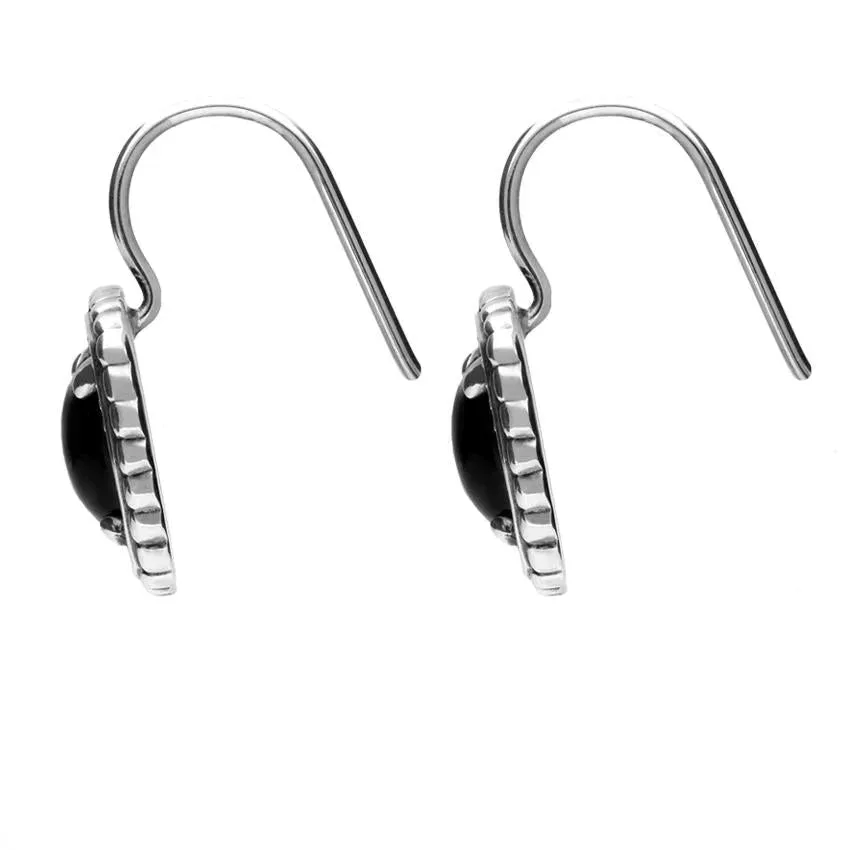Sterling Silver Whitby Jet Oxidised Square Pattern Hook Drop Earrings sold by Jura Watches product image thumbnail 2
