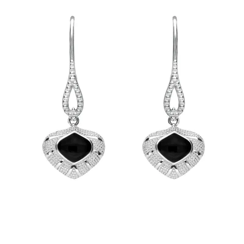 Sterling Silver Whitby Jet Oxidised Tear Drop Earrings sold by Jura Watches