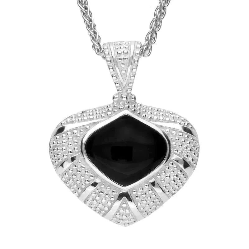 Sterling Silver Whitby Jet Oxidised Tear Drop Necklace sold by Jura Watches