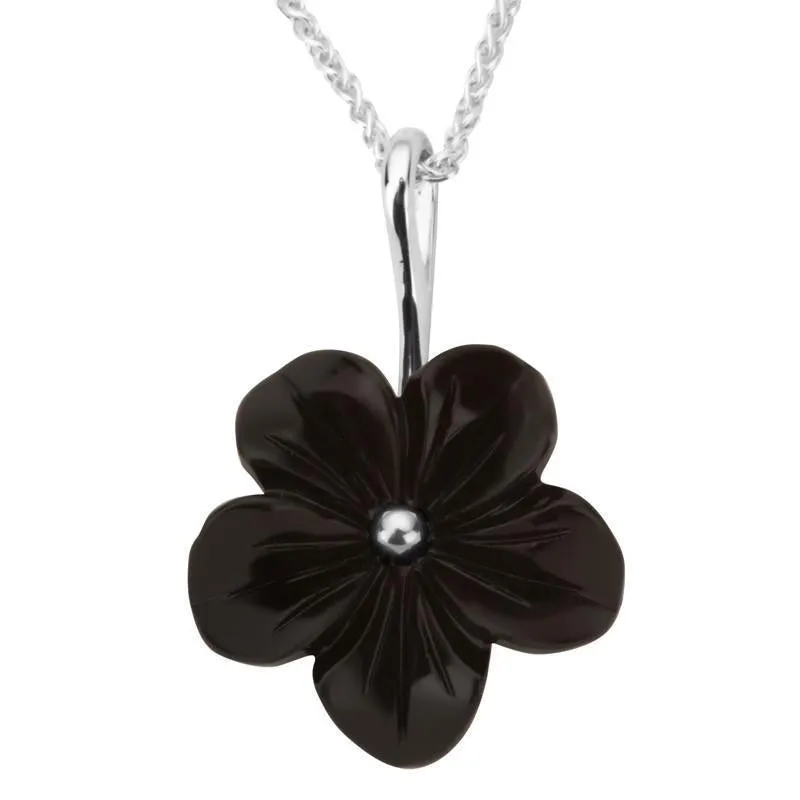 Sterling Silver Whitby Jet Tuberose 22mm Petal Necklace sold by Jura Watches