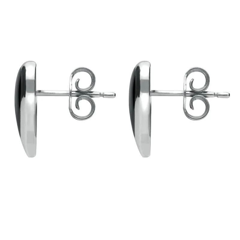 Sterling Silver Whitby Jet Pink Mother of Pearl Split Heart Stud Earrings sold by Jura Watches product image thumbnail 2