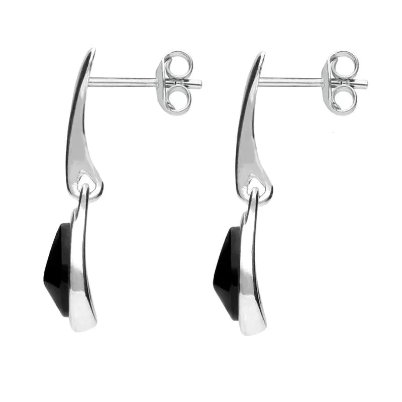 Sterling Silver Whitby Jet Plain Top Pear Drop Earrings sold by Jura Watches product image thumbnail 2