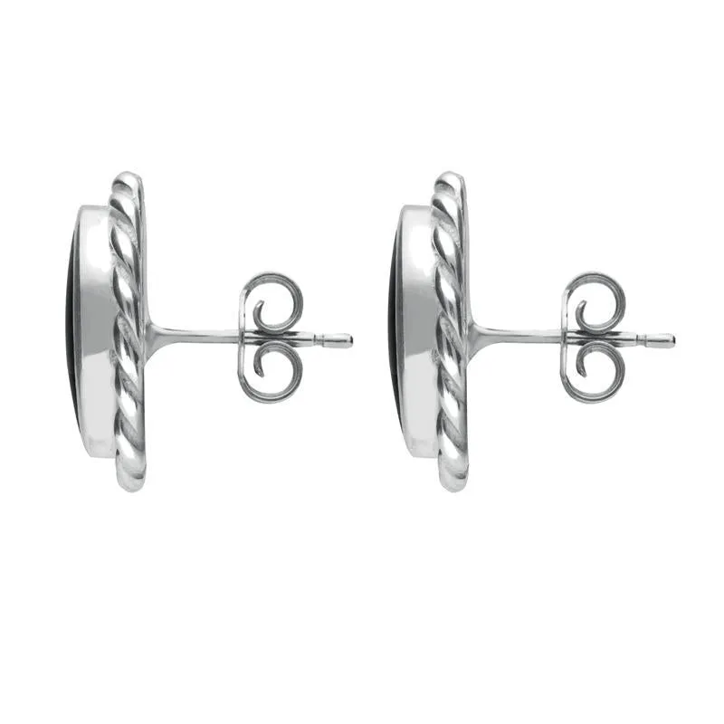 Sterling Silver Whitby Jet Rope Edge Oval Stud Earrings sold by Jura Watches product image thumbnail 2