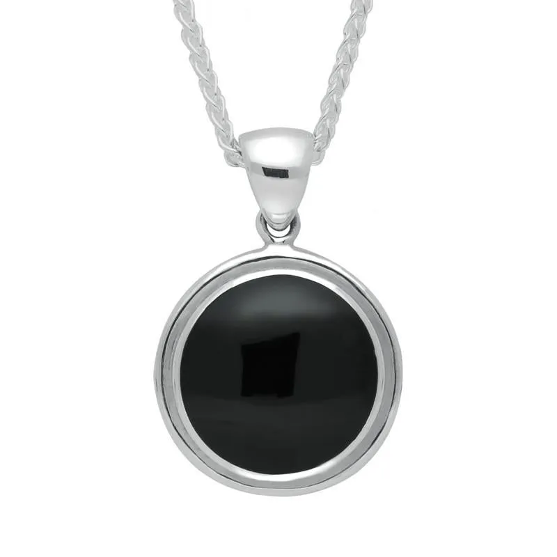 Sterling Silver Whitby Jet Round Ribbed Necklace sold by Jura Watches