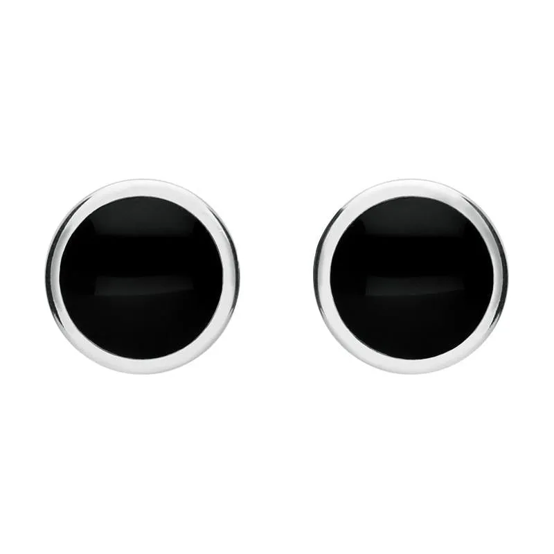 Sterling Silver Whitby Jet Round Stud Earrings sold by Jura Watches