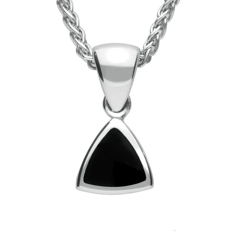 Sterling Silver Whitby Jet Curved Triangle Small Necklace sold by Jura Watches