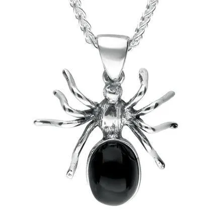 Sterling Silver Whitby Jet Small Spider Necklace sold by Jura Watches