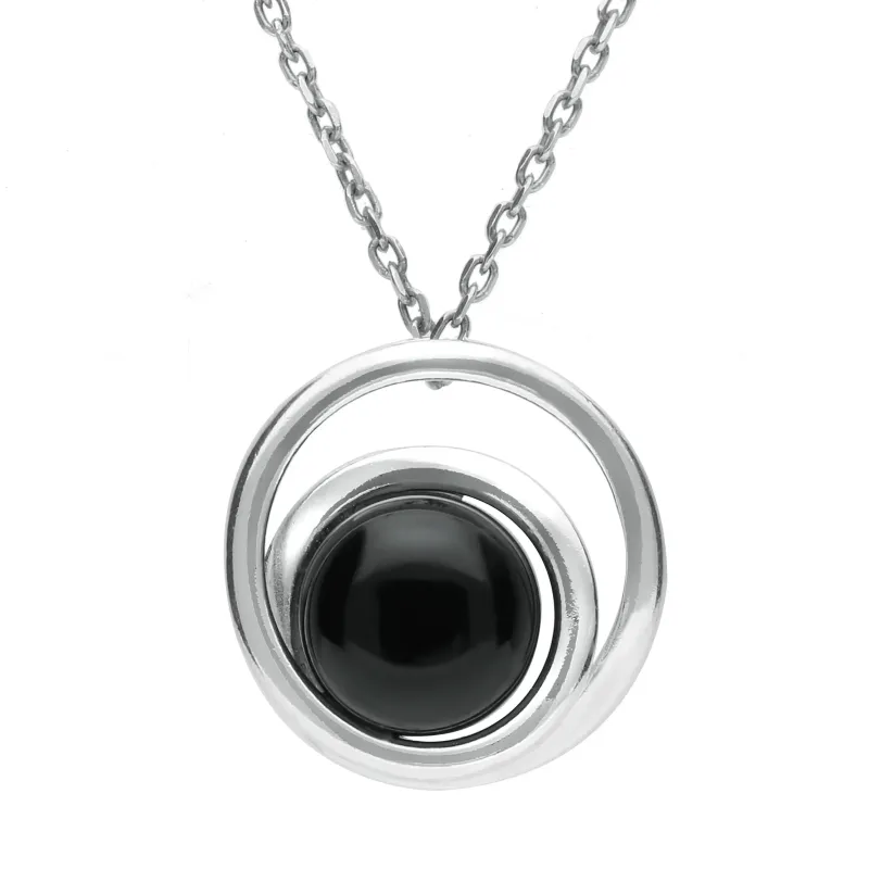 Sterling Silver Whitby Jet Small Swirl Necklace sold by Jura Watches