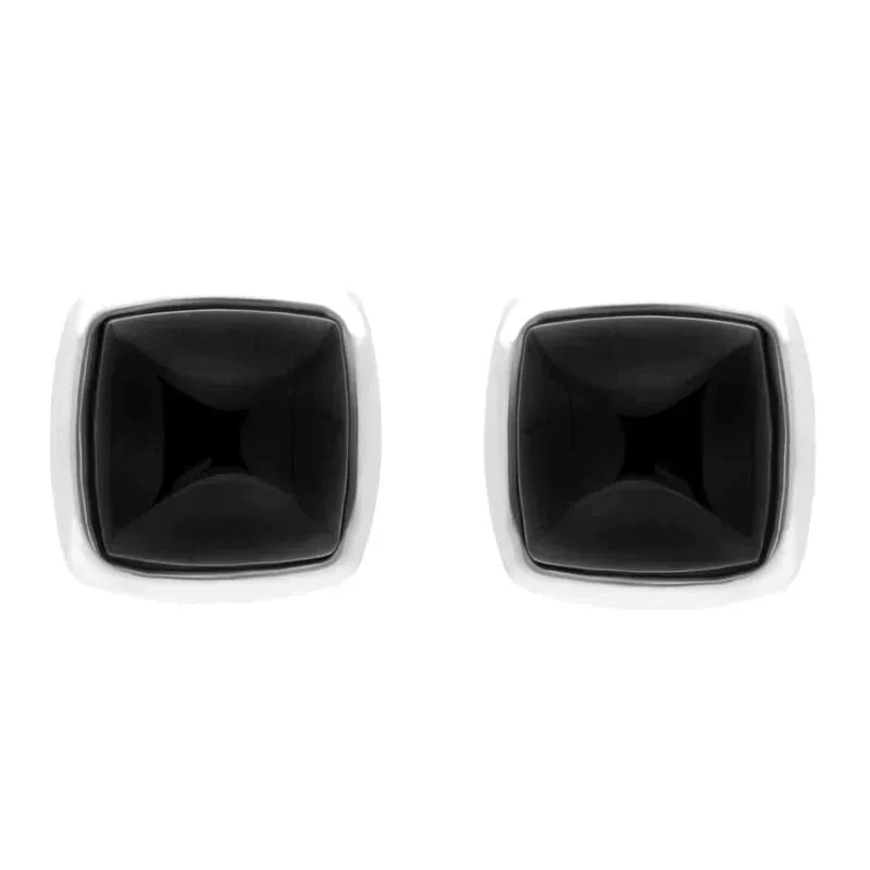 Sterling Silver Whitby Jet Square Stud Earrings sold by Jura Watches