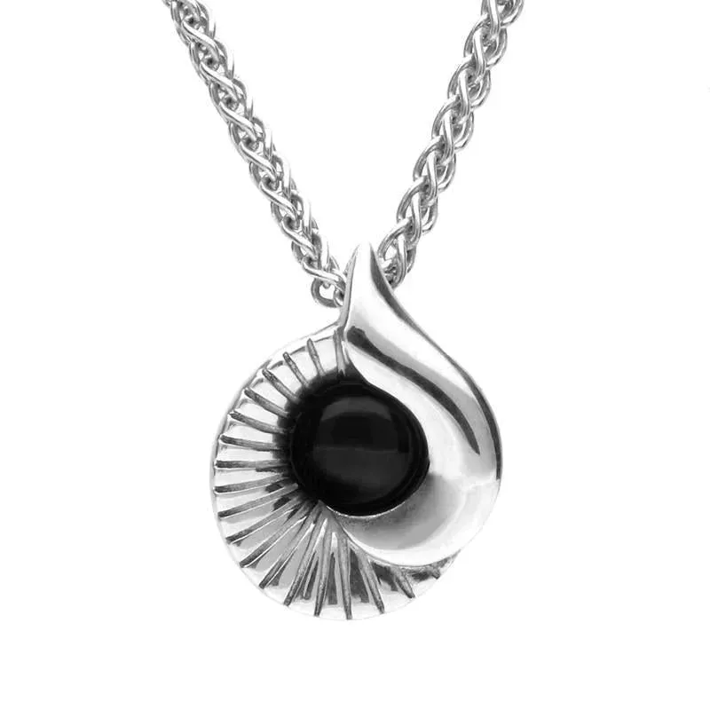 Sterling Silver Whitby Jet Seashell Necklace sold by Jura Watches