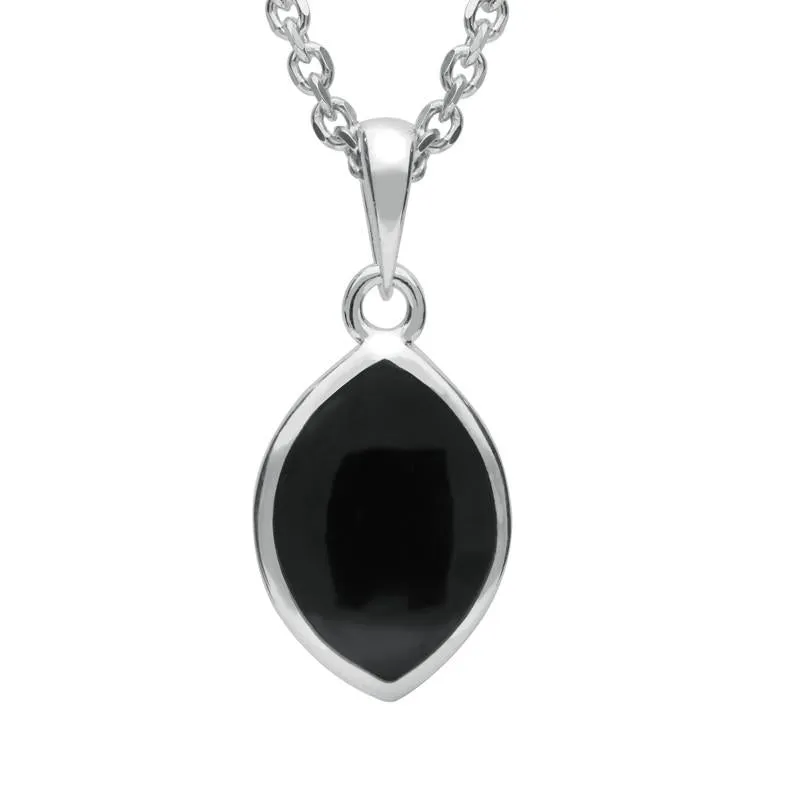 Sterling Silver Whitby Jet Tear Shape Necklace sold by Jura Watches