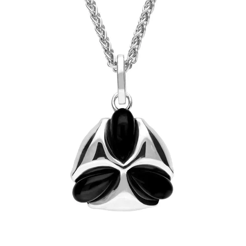 Sterling Silver Whitby Jet Three Stone Petal Necklace sold by Jura Watches