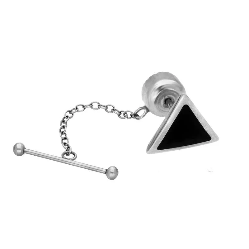 Sterling Silver Whitby Jet Triangle Tie Pin sold by Jura Watches