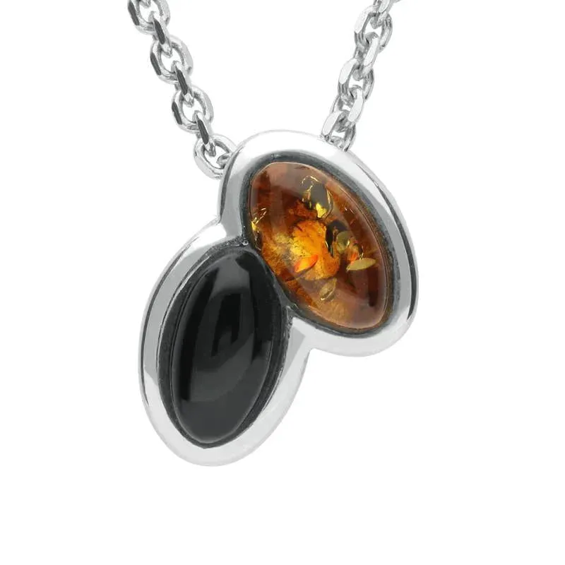 Sterling Silver Whitby Jet Amber Marquise Necklace sold by Jura Watches