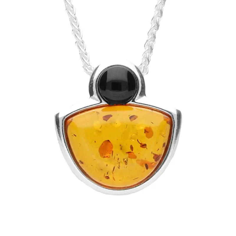 Sterling Silver Whitby Jet Amber Half Moon Necklace sold by Jura Watches